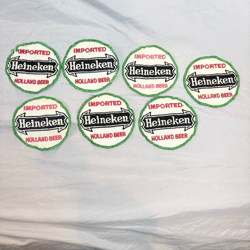 Vintage 1970s Heineken Beer Promotional Embroidered Patch 4 Inch Lot Of 7‎
